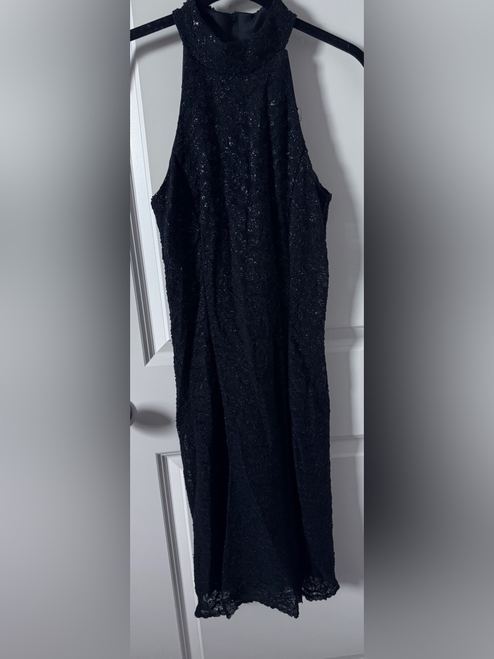 Jessica Howard Black Lace High-Neck Sleeveless Dress-6